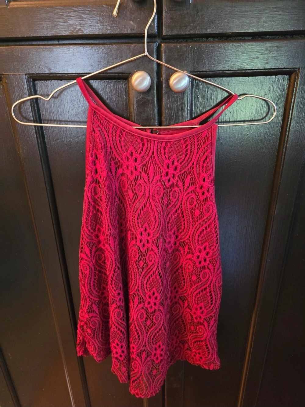 Women’s Lace Halter Tank Top in Red - Brand Unlabeled